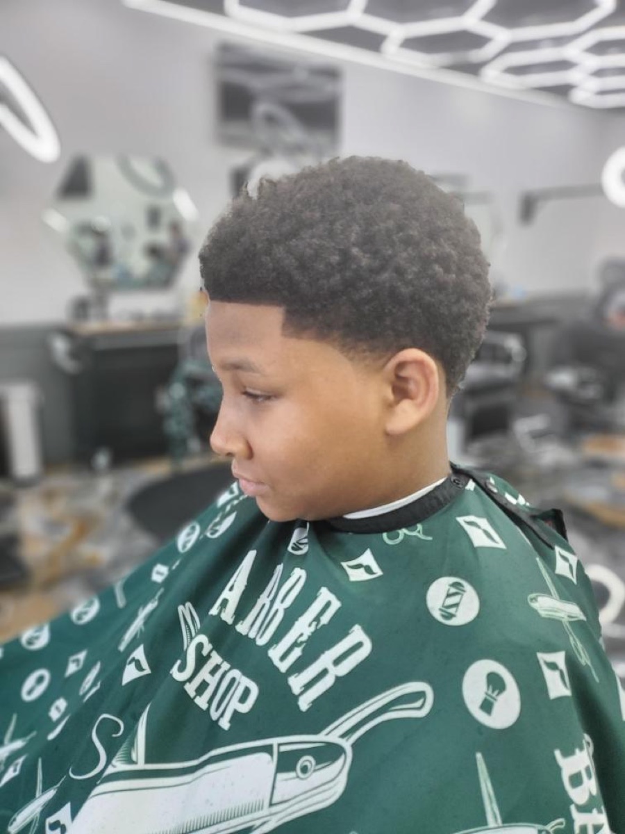 Sharp kids' cut with a clean line-up at Jacksons Barbershop